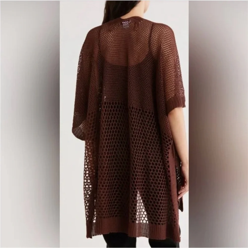 Beachside Waves Open Knit Rua-na Brown Open-Knit Women's Cardigan